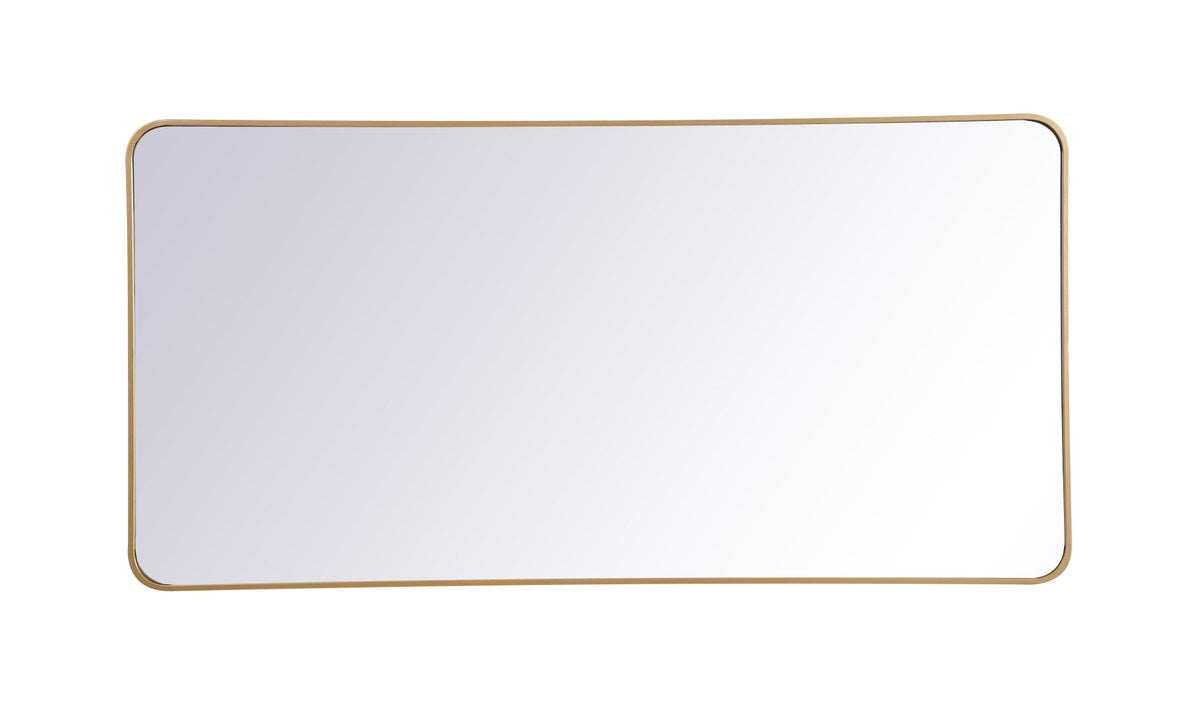 Soft Corner Metal Rectangular Mirror 30X60 Inch In Brass by Elegant Decor