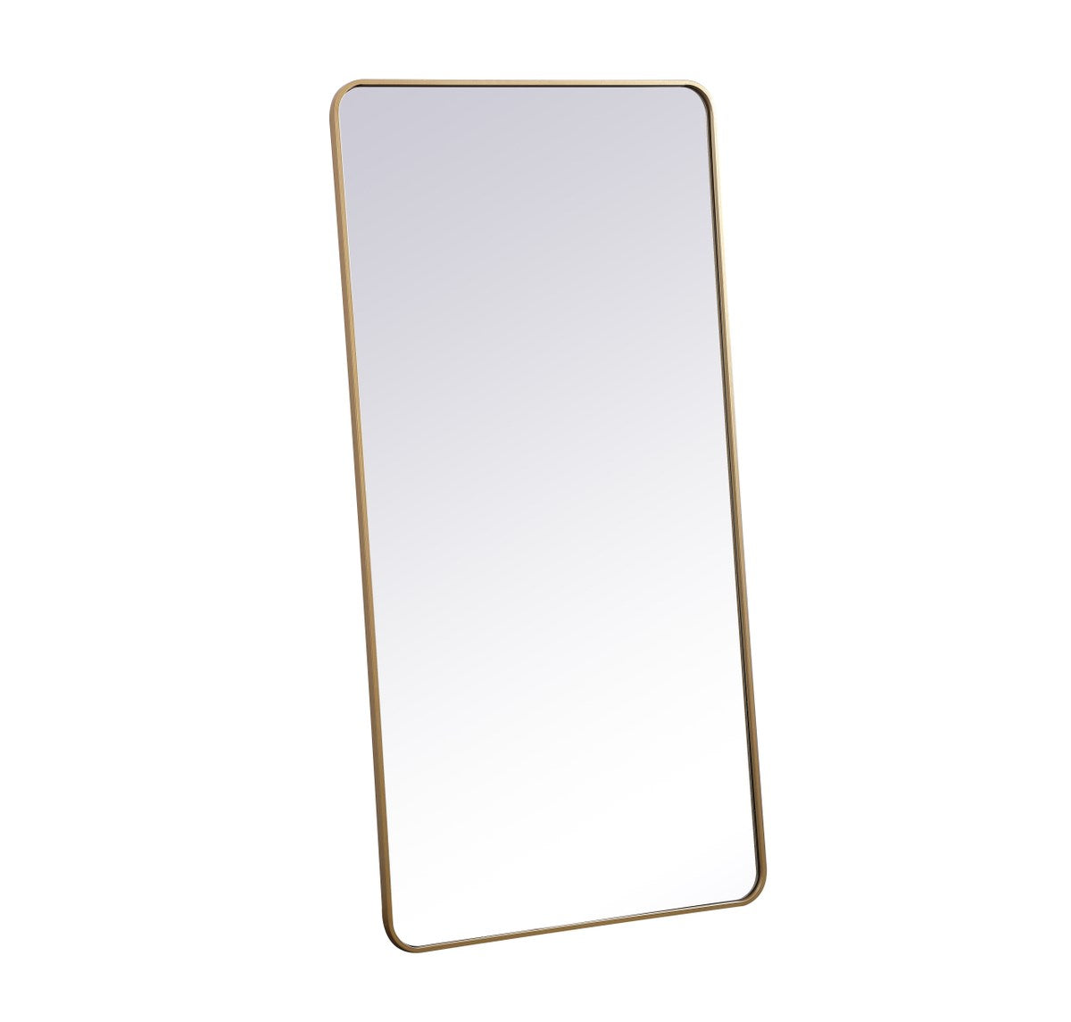 Soft Corner Metal Rectangular Mirror 30X60 Inch In Brass