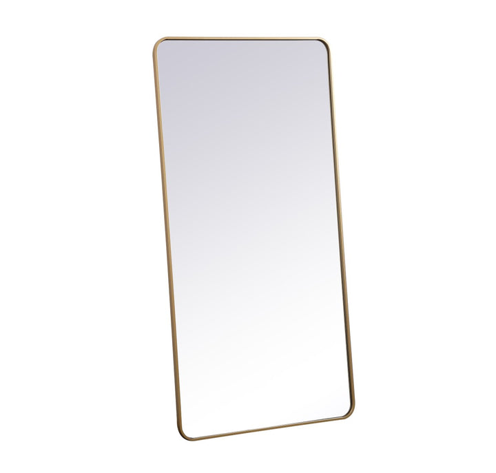Soft Corner Metal Rectangular Mirror 30X60 Inch In Brass