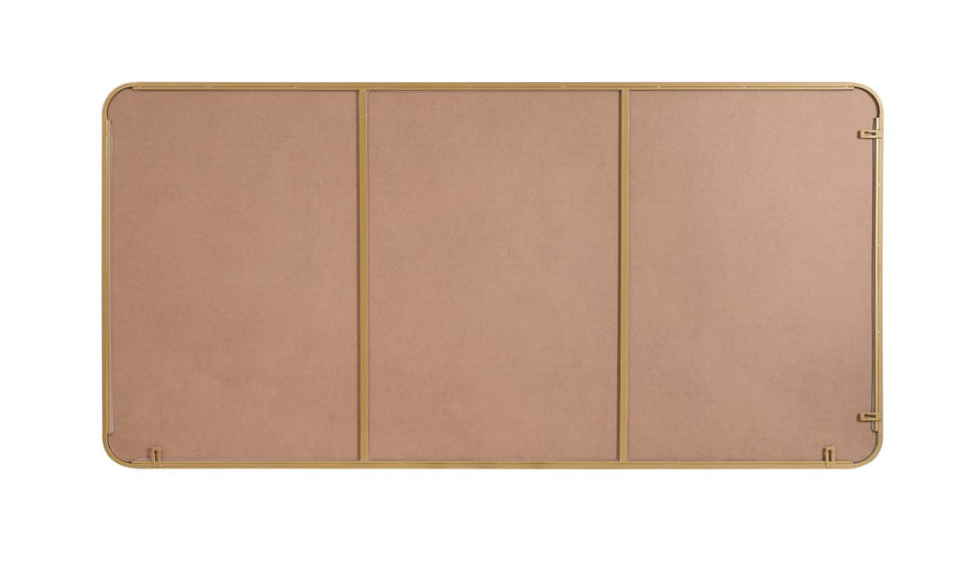 Soft Corner Metal Rectangular Mirror 30X60 Inch In Brass