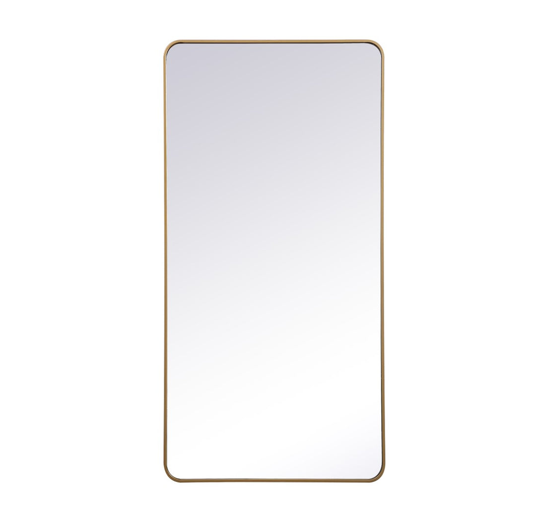 Soft Corner Metal Rectangular Mirror 30X60 Inch In Brass