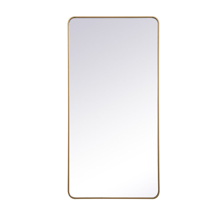 Soft Corner Metal Rectangular Mirror 30X60 Inch In Brass