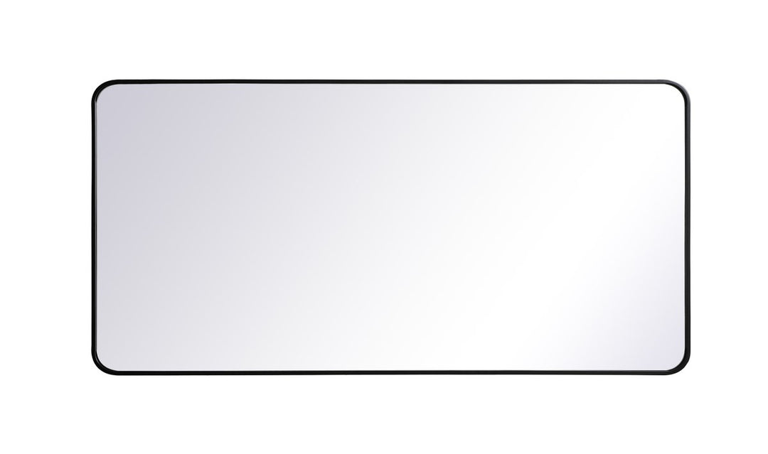 Soft Corner Metal Rectangular Mirror 30X60 Inch In Black by Elegant Decor