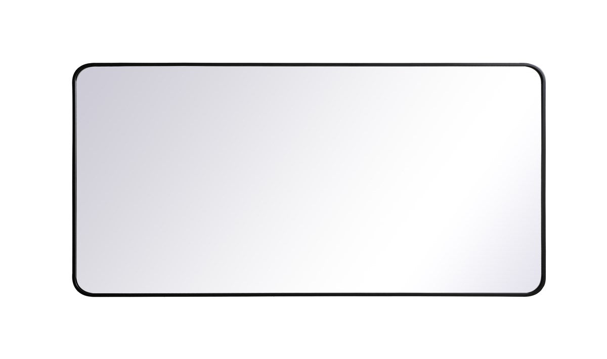 Soft Corner Metal Rectangular Mirror 30X60 Inch In Black by Elegant Decor