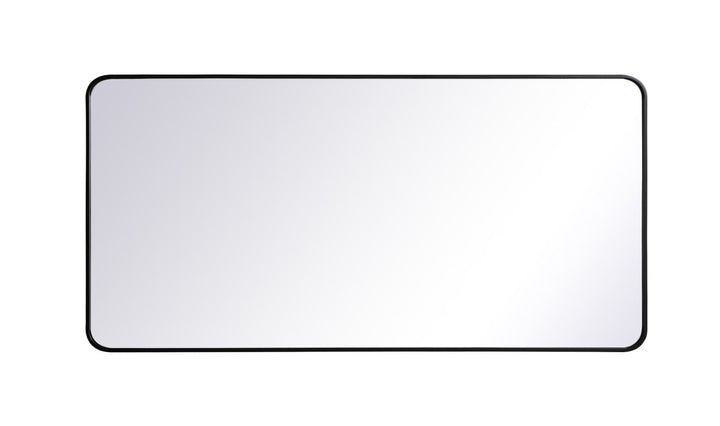 Soft Corner Metal Rectangular Mirror 30X60 Inch In Black by Elegant Decor