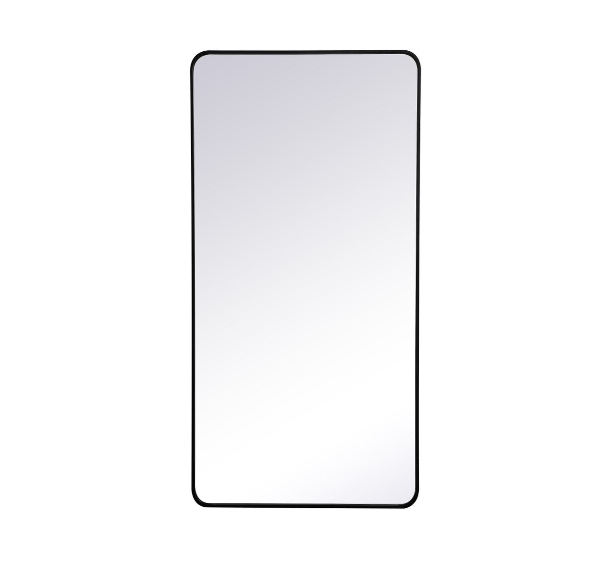 Soft Corner Metal Rectangular Mirror 30X60 Inch In Black