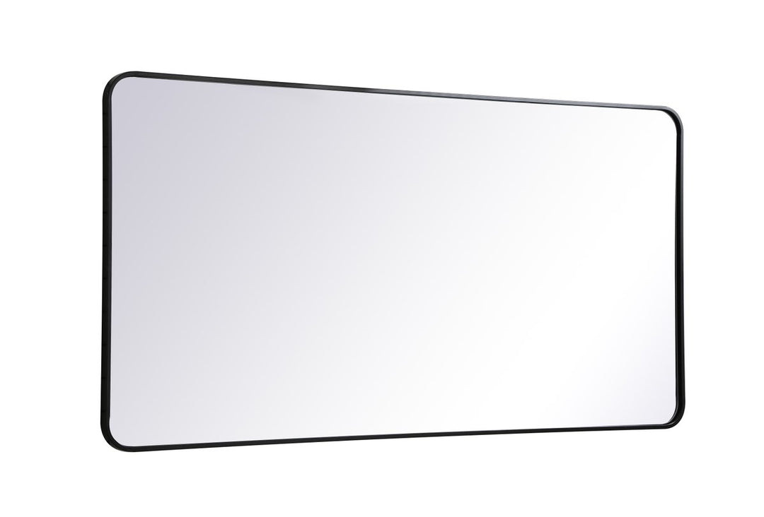Soft Corner Metal Rectangular Mirror 30X60 Inch In Black