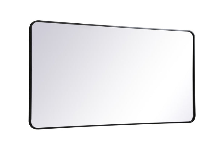 Soft Corner Metal Rectangular Mirror 30X60 Inch In Black