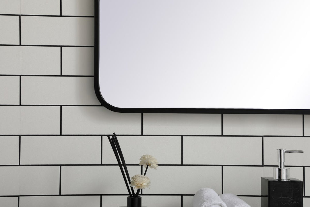 Soft Corner Metal Rectangular Mirror 30X60 Inch In Black