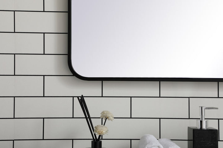 Soft Corner Metal Rectangular Mirror 30X60 Inch In Black