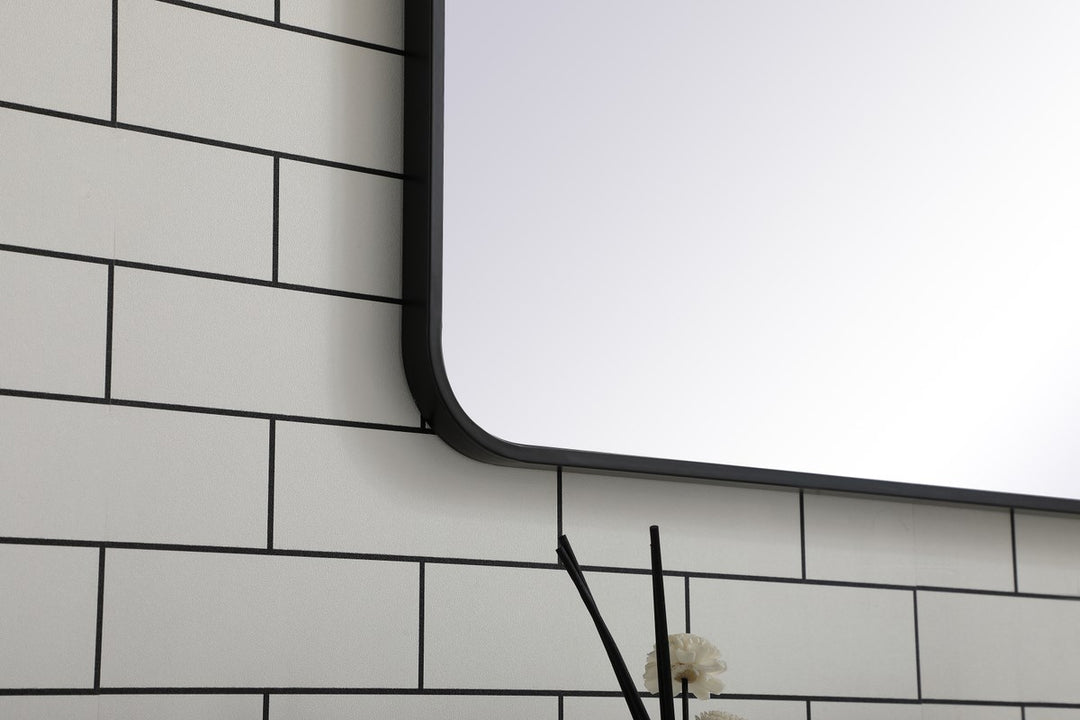 Soft Corner Metal Rectangular Mirror 30X60 Inch In Black
