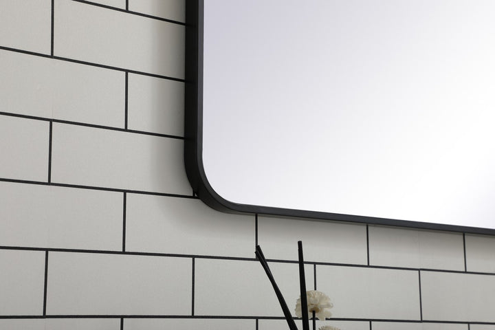 Soft Corner Metal Rectangular Mirror 30X60 Inch In Black