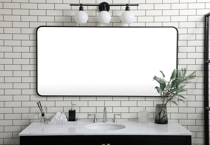 Soft Corner Metal Rectangular Mirror 30X60 Inch In Black