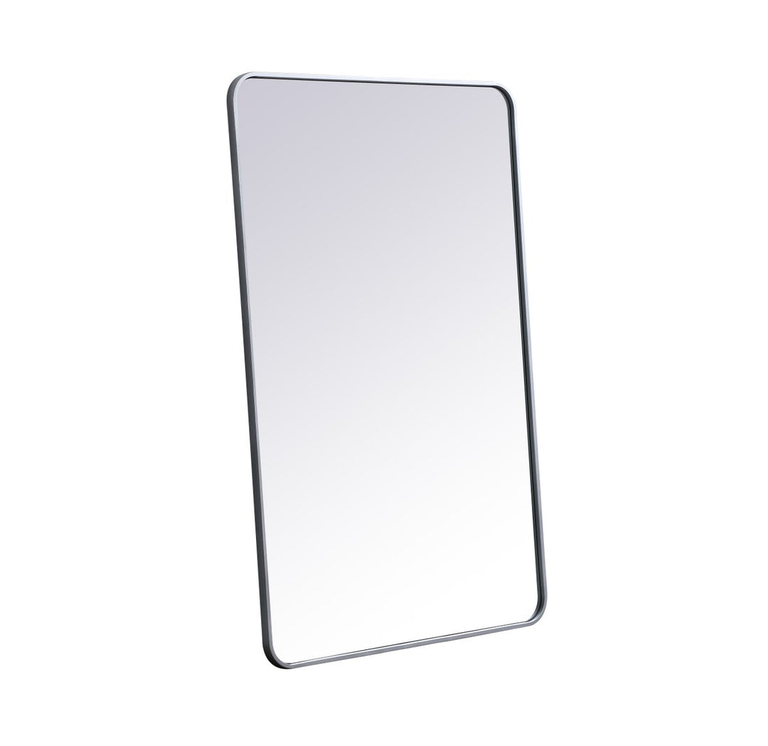 Soft Corner Metal Rectangular Mirror 30X48 Inch In Silver
