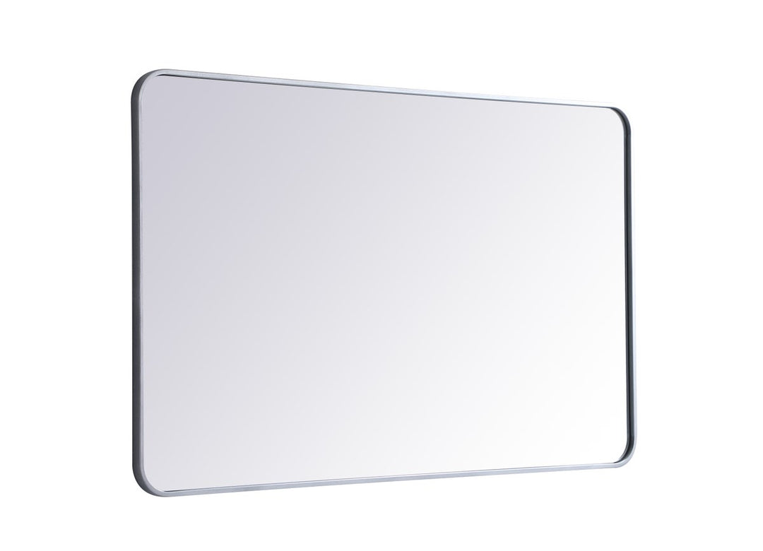 Soft Corner Metal Rectangular Mirror 30X48 Inch In Silver