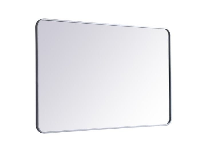 Soft Corner Metal Rectangular Mirror 30X48 Inch In Silver