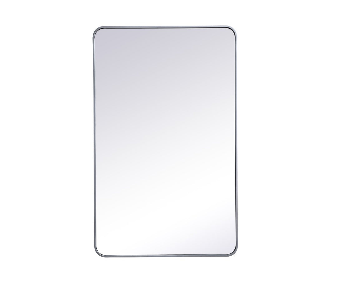 Soft Corner Metal Rectangular Mirror 30X48 Inch In Silver