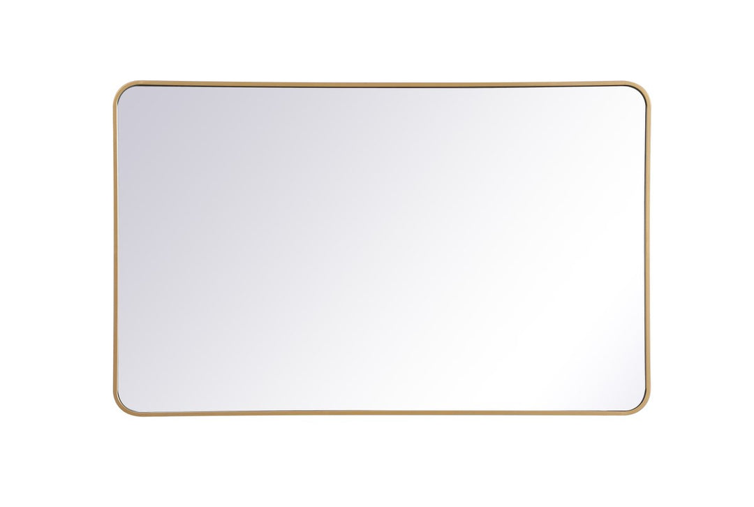 Soft Corner Metal Rectangular Mirror 30X48 Inch In Brass by Elegant Decor