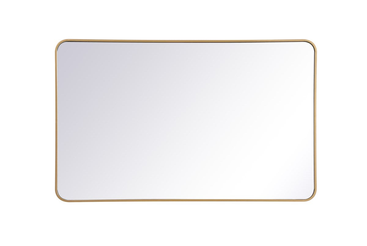 Soft Corner Metal Rectangular Mirror 30X48 Inch In Brass by Elegant Decor