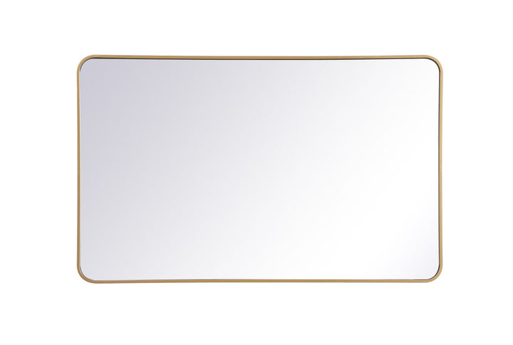 Soft Corner Metal Rectangular Mirror 30X48 Inch In Brass by Elegant Decor