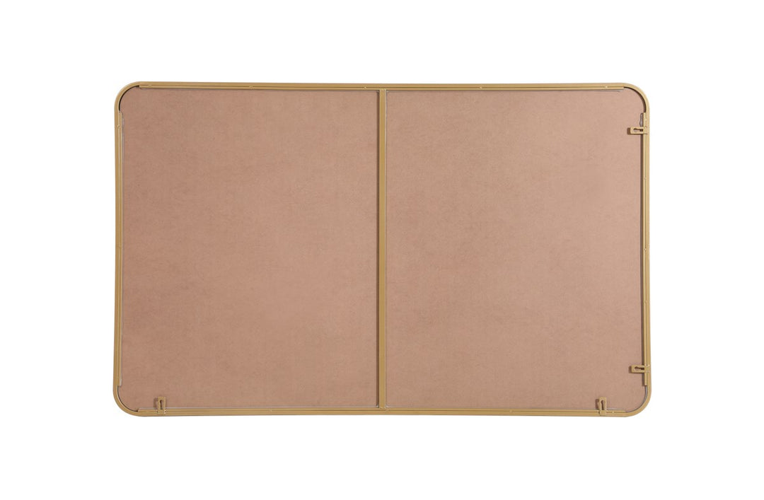 Soft Corner Metal Rectangular Mirror 30X48 Inch In Brass