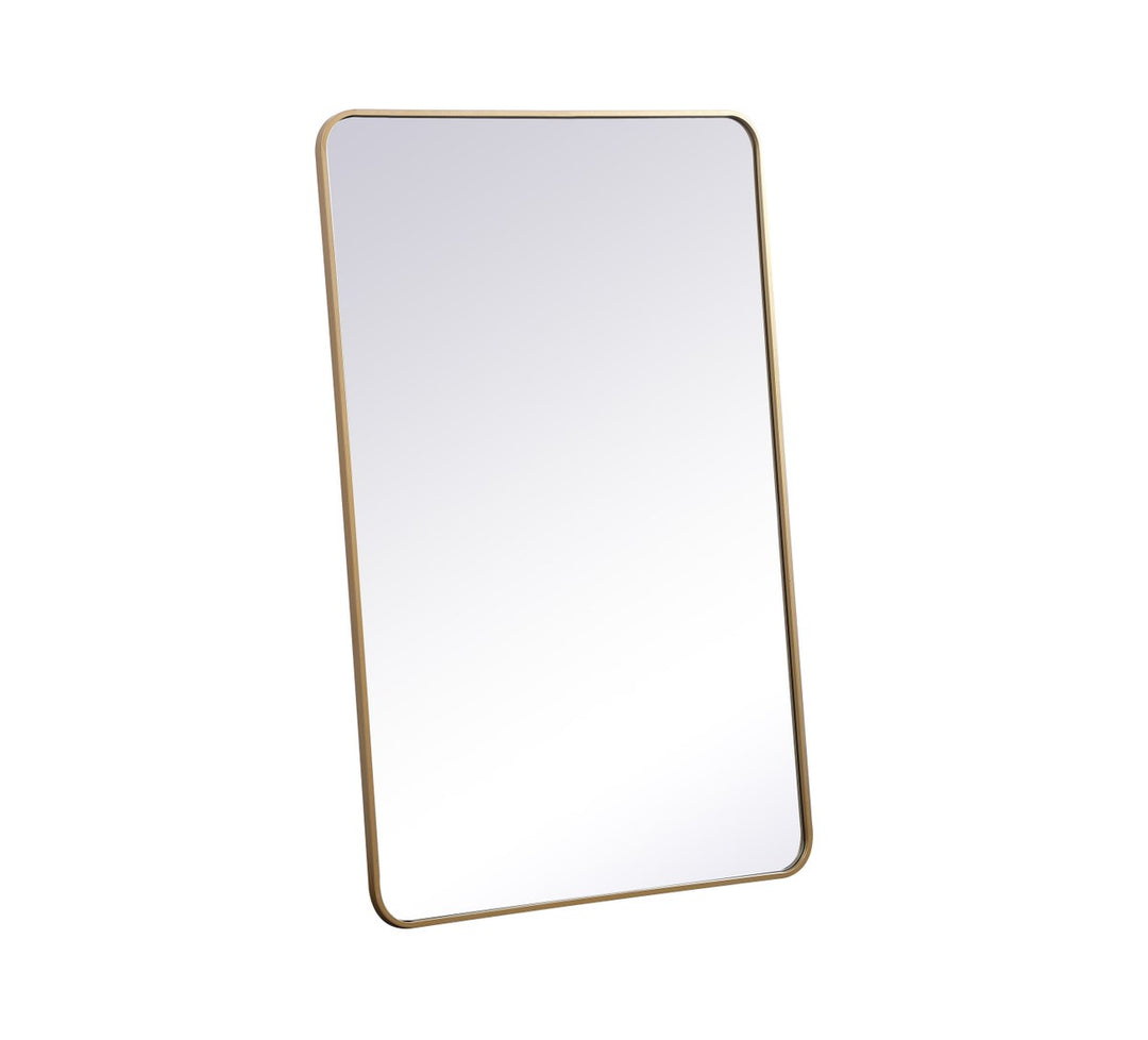 Soft Corner Metal Rectangular Mirror 30X48 Inch In Brass