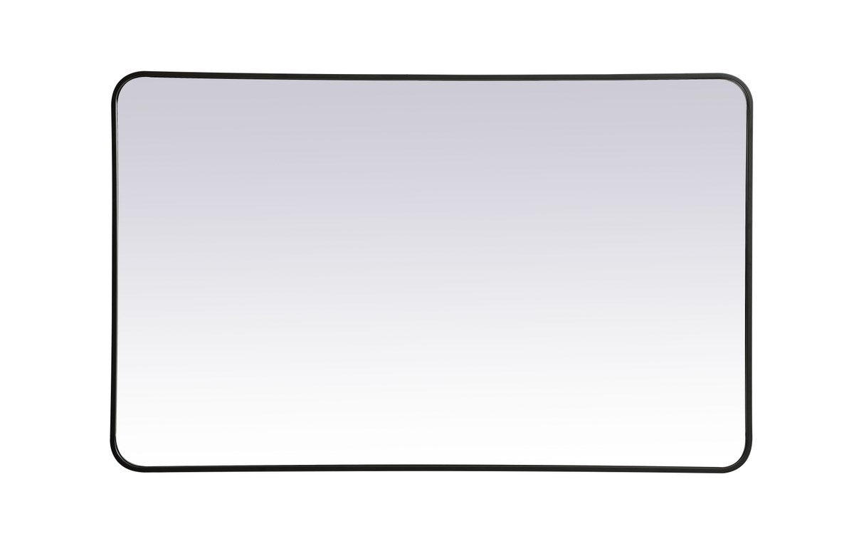 Soft Corner Metal Rectangular Mirror 30X48 Inch In Black by Elegant Decor