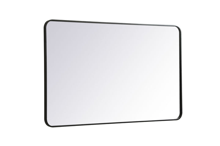 Soft Corner Metal Rectangular Mirror 30X48 Inch In Black