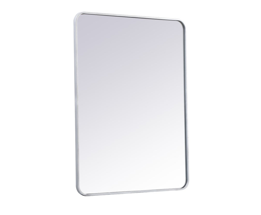 Soft Corner Metal Rectangular Mirror 30X40 Inch In Silver