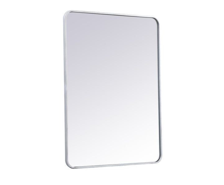 Soft Corner Metal Rectangular Mirror 30X40 Inch In Silver