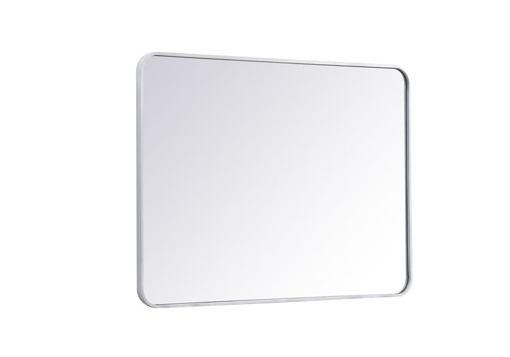 Soft Corner Metal Rectangular Mirror 30X40 Inch In Silver