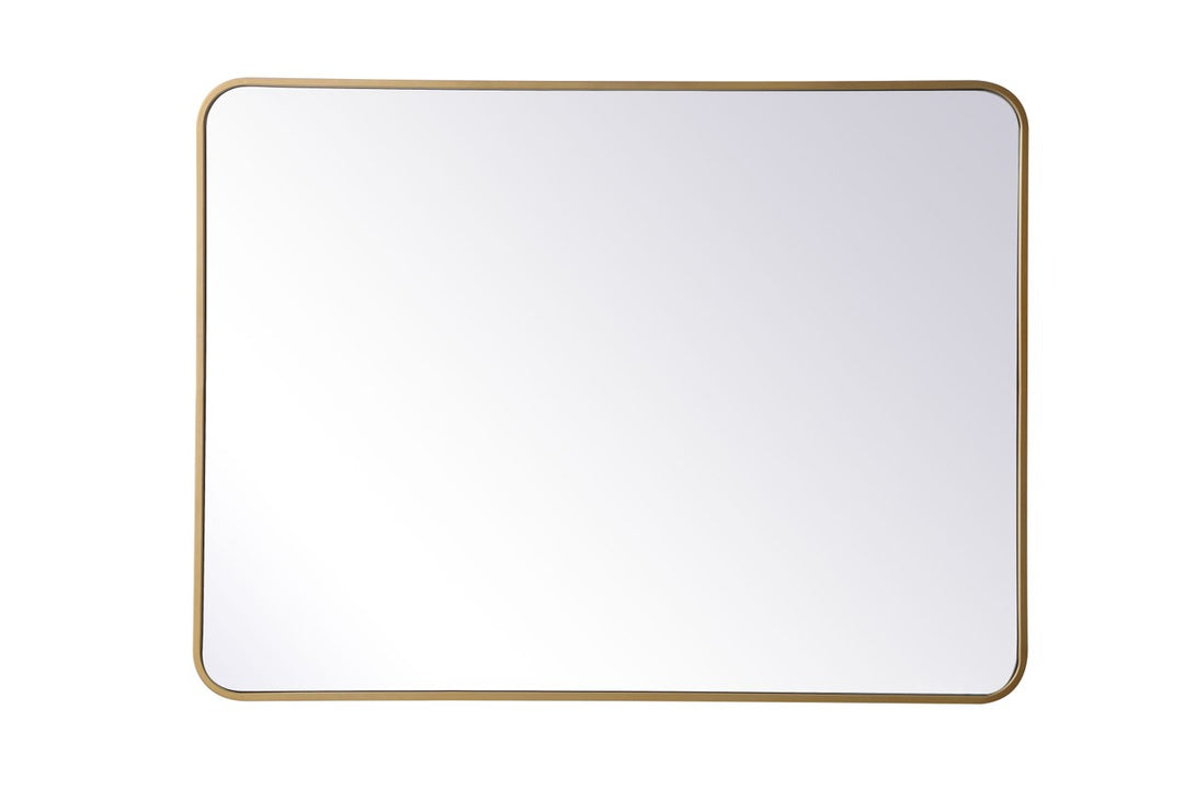 Soft Corner Metal Rectangular Mirror 30X40 Inch In Brass by Elegant Decor