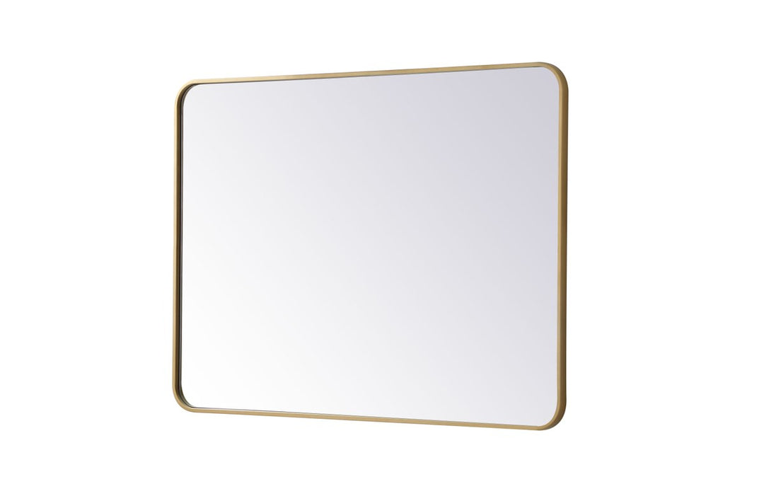 Soft Corner Metal Rectangular Mirror 30X40 Inch In Brass