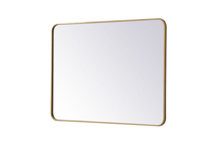 Soft Corner Metal Rectangular Mirror 30X40 Inch In Brass