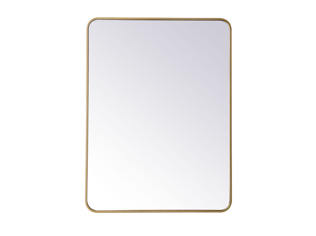 Soft Corner Metal Rectangular Mirror 30X40 Inch In Brass