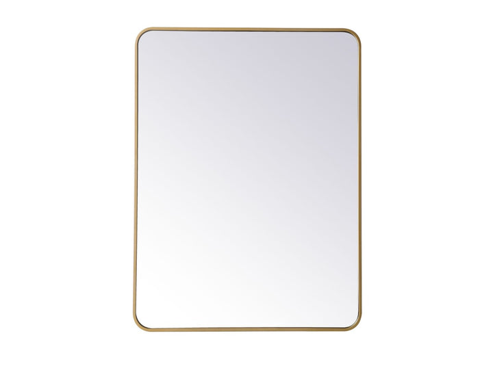 Soft Corner Metal Rectangular Mirror 30X40 Inch In Brass