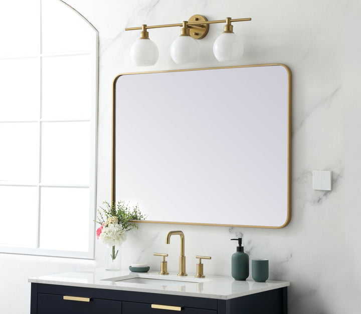 Soft Corner Metal Rectangular Mirror 30X40 Inch In Brass