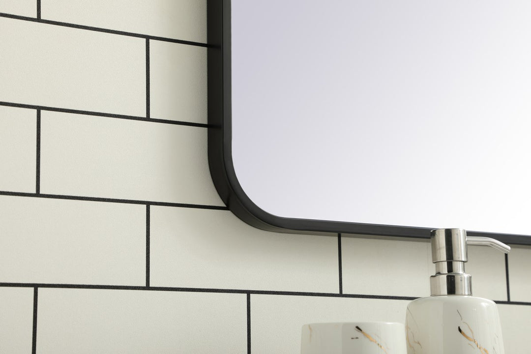 Soft Corner Metal Rectangular Mirror 30X40 Inch In Black