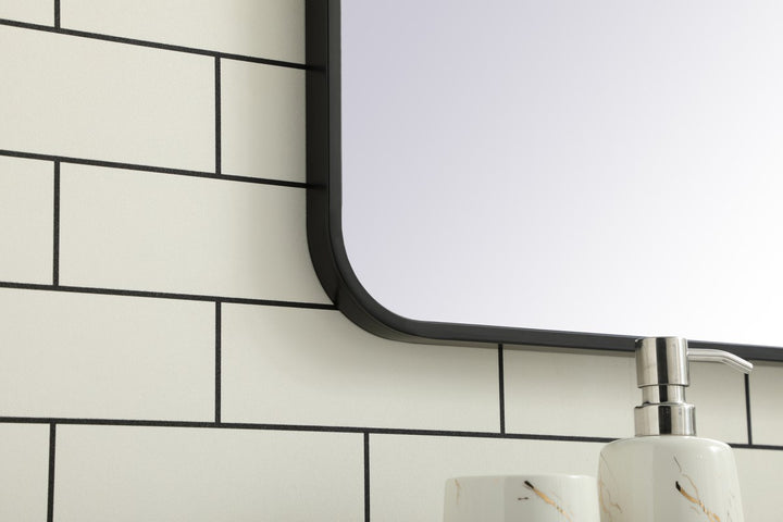 Soft Corner Metal Rectangular Mirror 30X40 Inch In Black