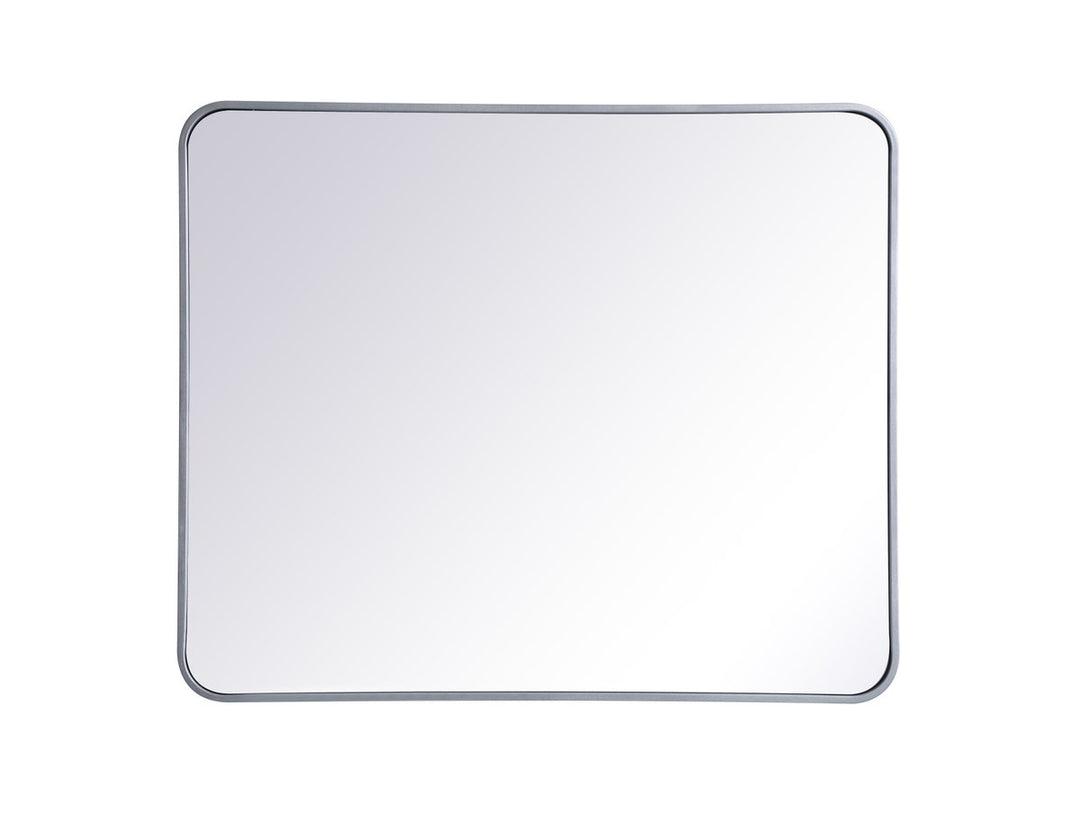 Soft Corner Metal Rectangular Mirror 30X36 Inch In Silver by Elegant Decor
