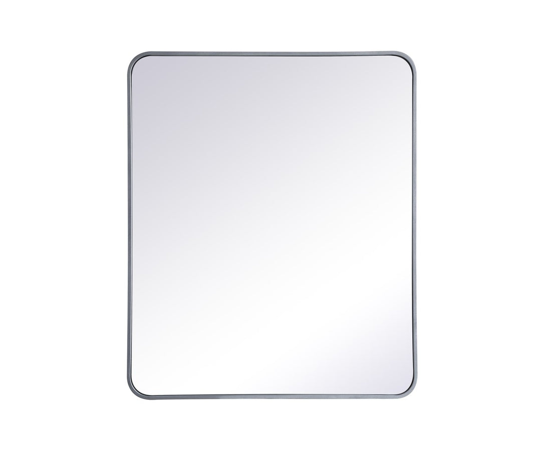 Soft Corner Metal Rectangular Mirror 30X36 Inch In Silver