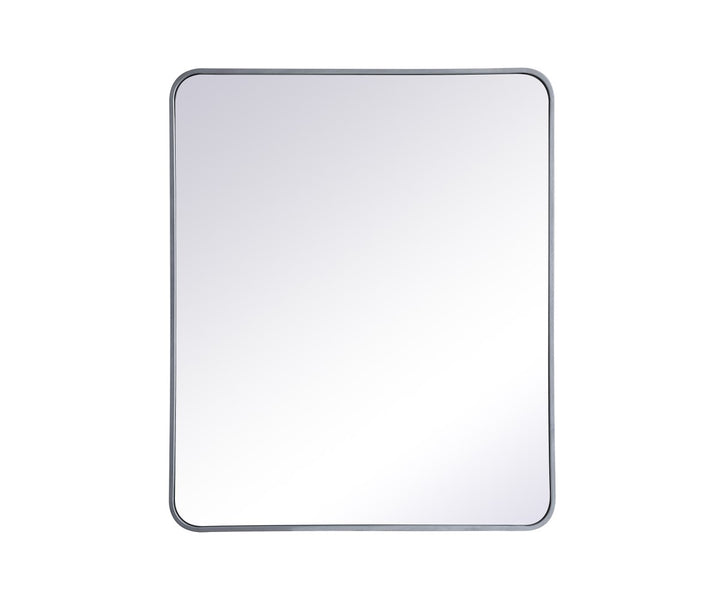 Soft Corner Metal Rectangular Mirror 30X36 Inch In Silver