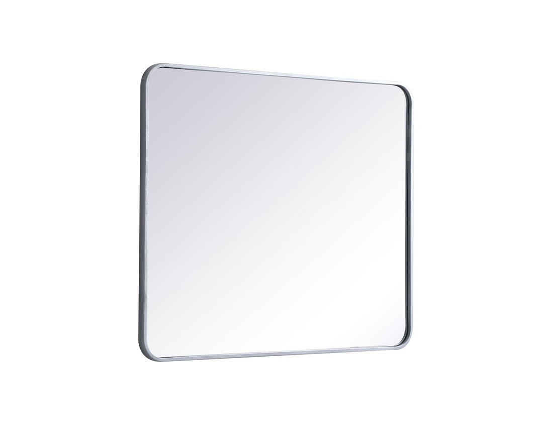 Soft Corner Metal Rectangular Mirror 30X36 Inch In Silver