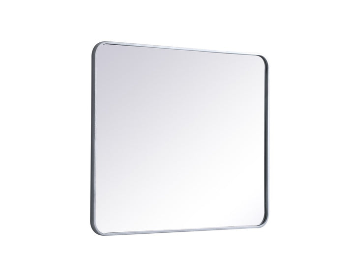 Soft Corner Metal Rectangular Mirror 30X36 Inch In Silver