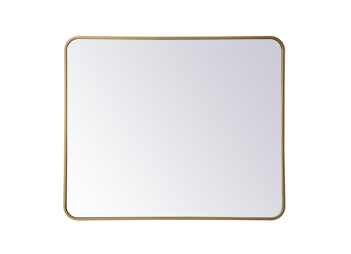 Soft Corner Metal Rectangular Mirror 30X36 Inch In Brass by Elegant Decor