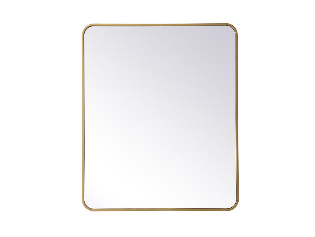 Soft Corner Metal Rectangular Mirror 30X36 Inch In Brass