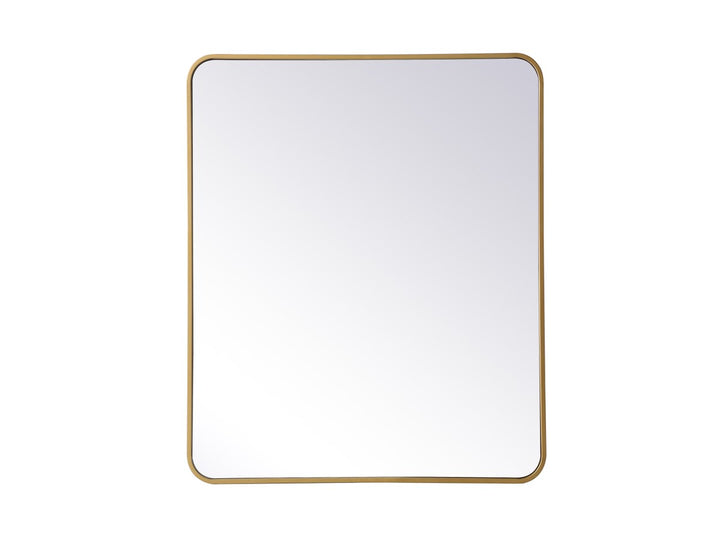 Soft Corner Metal Rectangular Mirror 30X36 Inch In Brass