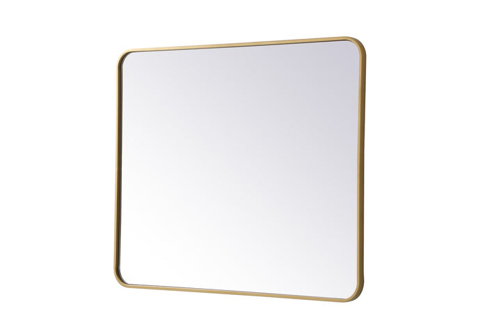 Soft Corner Metal Rectangular Mirror 30X36 Inch In Brass