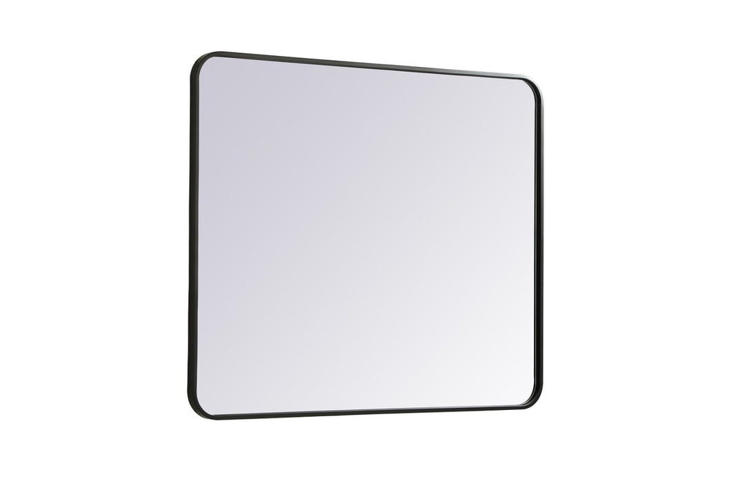 Soft Corner Metal Rectangular Mirror 30X36 Inch In Black