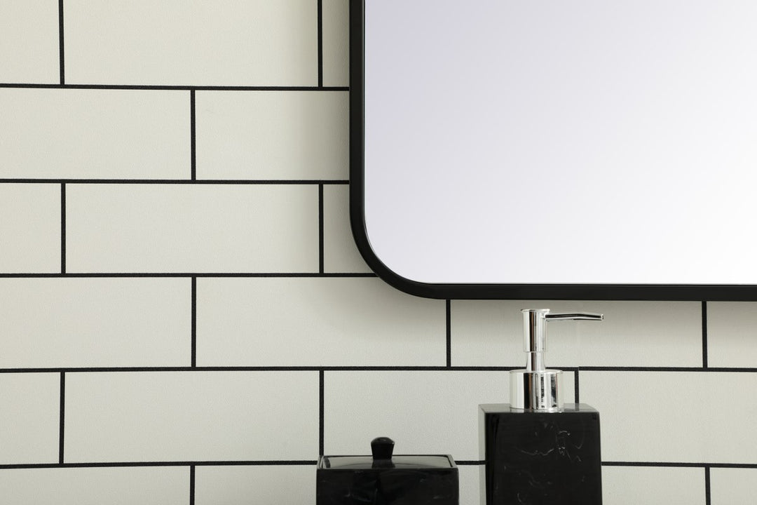 Soft Corner Metal Rectangular Mirror 30X36 Inch In Black